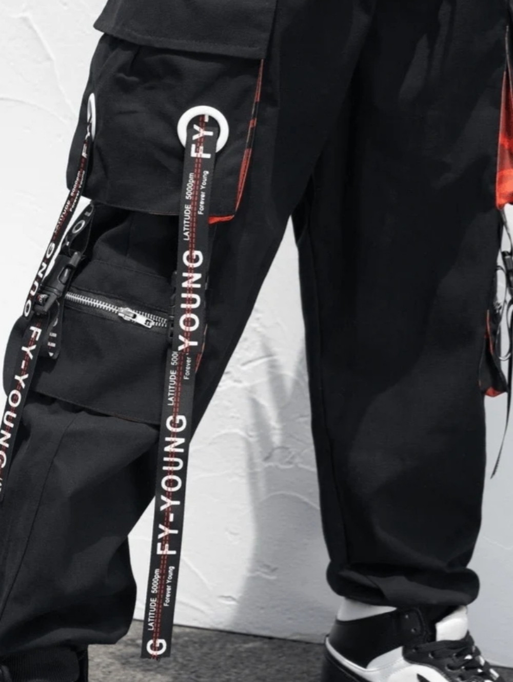 NWOT Letter Strap Detail Cargo Pants Unisex - Picture 5 of 7
